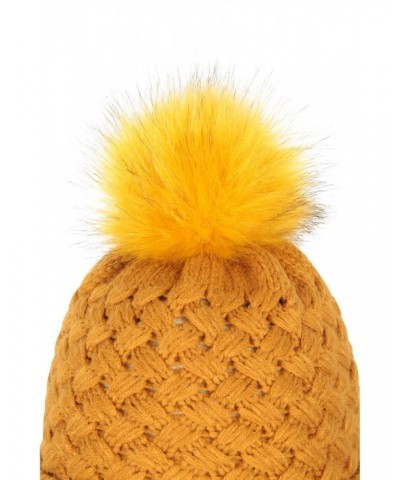 Lisbon Sherpa Lined Womens Thermal Pom-Pom Beanie Soft Yellow $13.20 Accessories