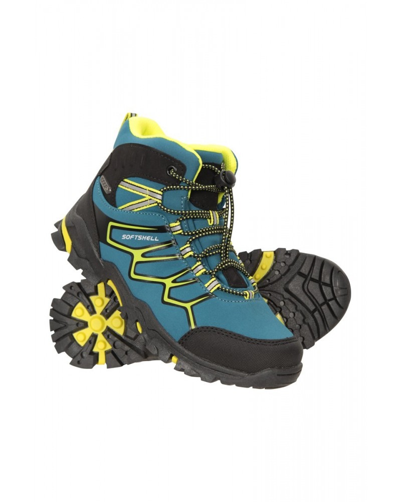 Softshell Kids Waterproof Hiking Boots Dark Teal $27.30 Footwear