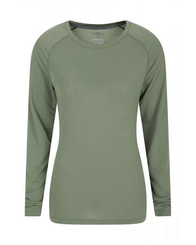 Quick Dry Womens Long Sleeve Top Khaki $15.11 Tops