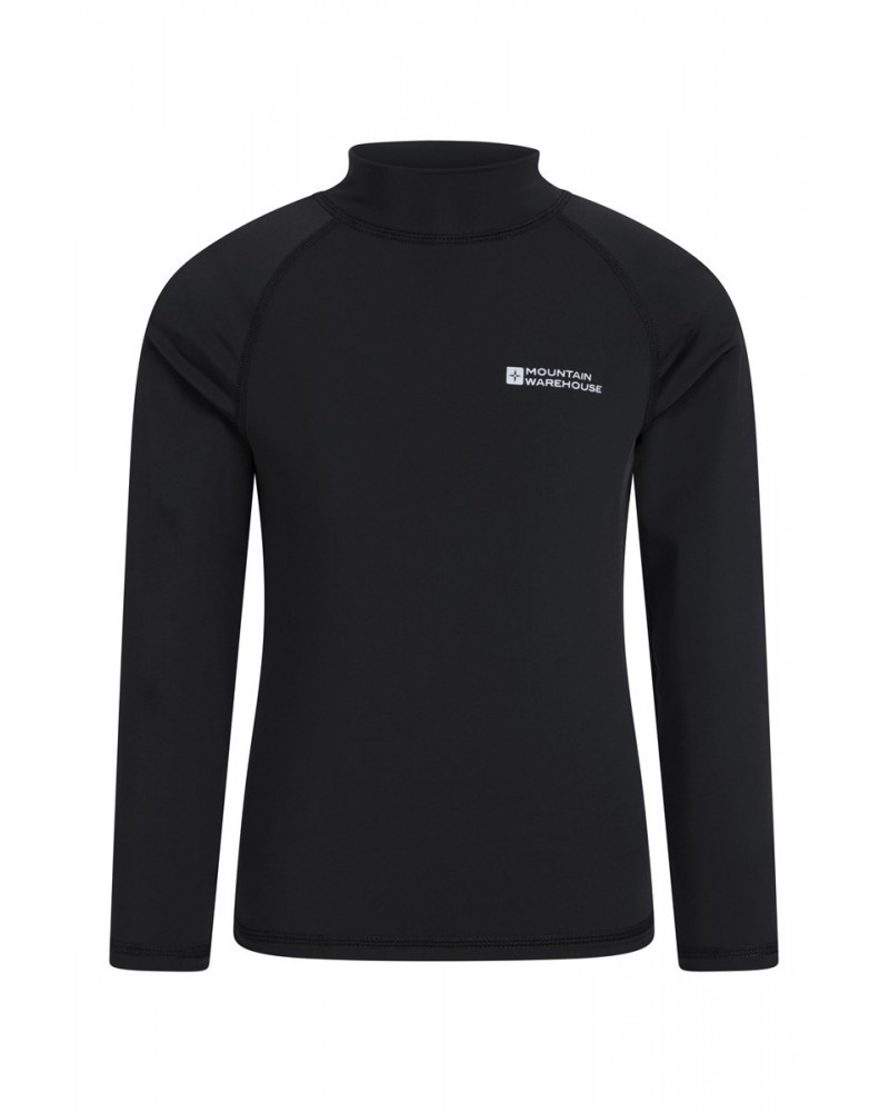 Kids Long Sleeved Rash Guard Black $15.18 Tops