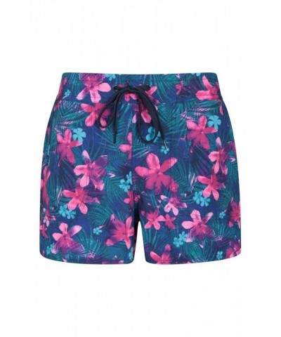 Patterned Womens Stretch Boardshorts - Short Teal $14.85 Pants