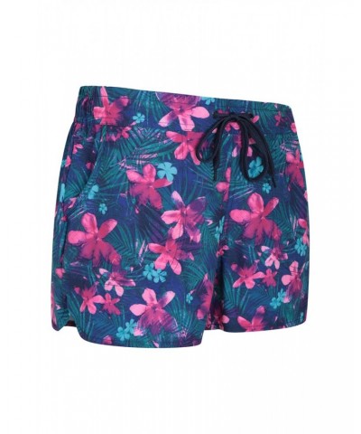 Patterned Womens Stretch Boardshorts - Short Teal $14.85 Pants