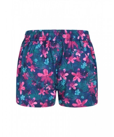 Patterned Womens Stretch Boardshorts - Short Teal $14.85 Pants