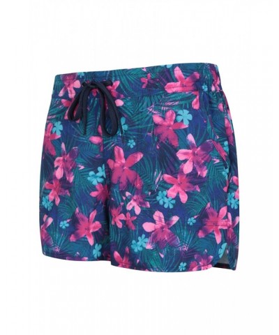 Patterned Womens Stretch Boardshorts - Short Teal $14.85 Pants