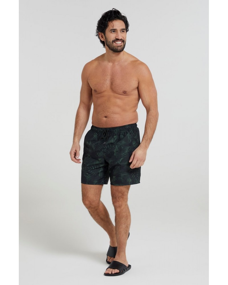 Aruba Printed Mens Swim Shorts Dark Green $13.74 Pants