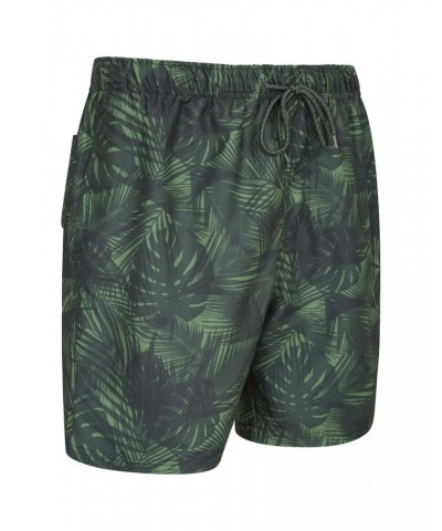 Aruba Printed Mens Swim Shorts Dark Green $13.74 Pants