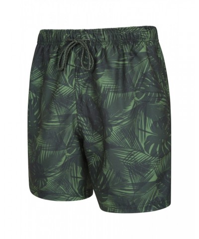 Aruba Printed Mens Swim Shorts Dark Green $13.74 Pants