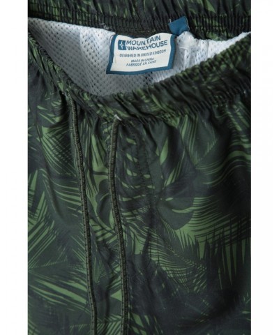 Aruba Printed Mens Swim Shorts Dark Green $13.74 Pants