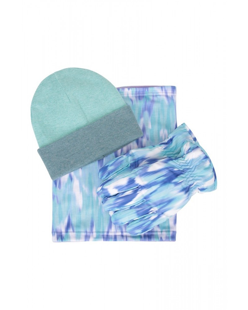 Kids Printed Winter Accessories Set Teal $16.50 Accessories