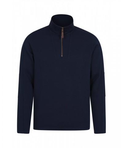 Zeta Mens Zip Neck Top Navy $14.50 Fleece