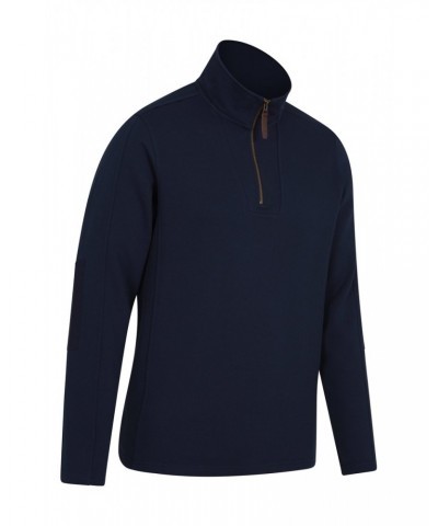 Zeta Mens Zip Neck Top Navy $14.50 Fleece