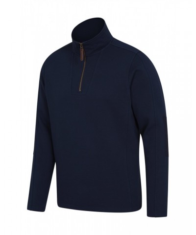 Zeta Mens Zip Neck Top Navy $14.50 Fleece