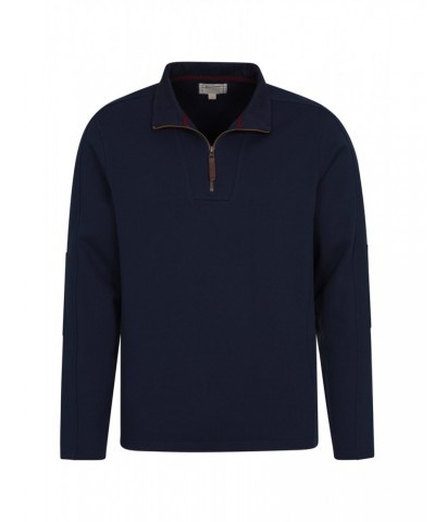 Zeta Mens Zip Neck Top Navy $14.50 Fleece