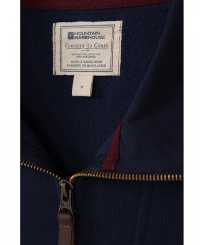 Zeta Mens Zip Neck Top Navy $14.50 Fleece