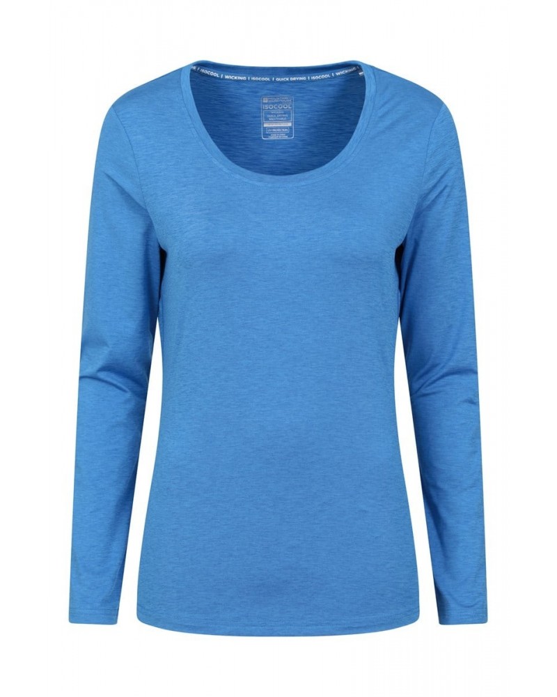 Panna Womens Long Sleeved Top Dark Blue $13.51 Active