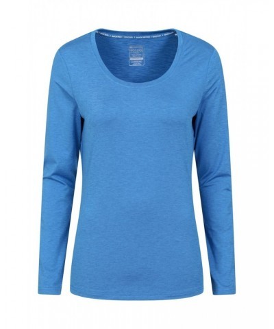 Panna Womens Long Sleeved Top Dark Blue $13.51 Active