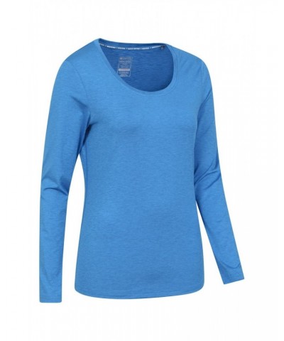 Panna Womens Long Sleeved Top Dark Blue $13.51 Active