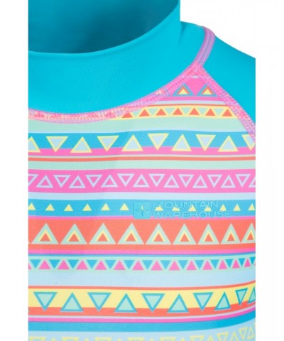 Short Sleeve Kids Printed Rash Guard Teal $10.19 Tops