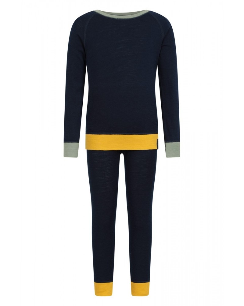 Kids Merino Colour Block Set Navy $25.64 Base Layers