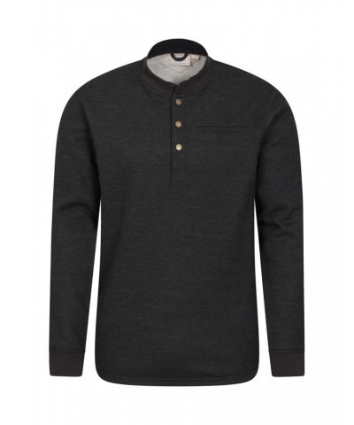 Dawson Mens Fleece Lined Henley Top Charcoal $15.75 Tops