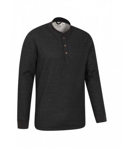 Dawson Mens Fleece Lined Henley Top Charcoal $15.75 Tops