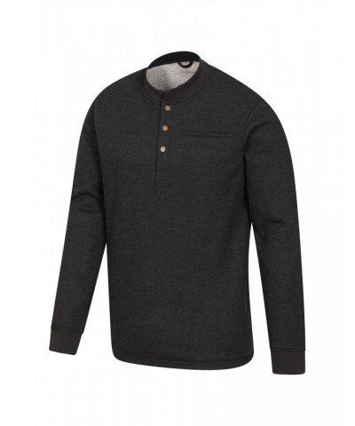 Dawson Mens Fleece Lined Henley Top Charcoal $15.75 Tops