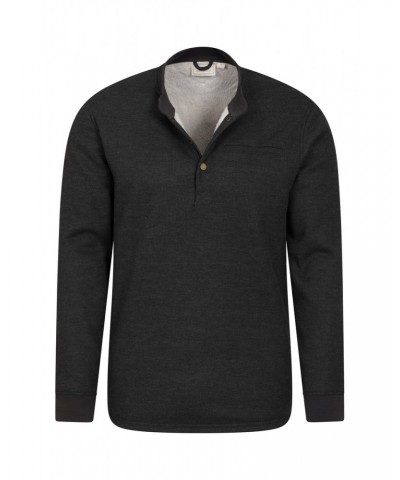 Dawson Mens Fleece Lined Henley Top Charcoal $15.75 Tops