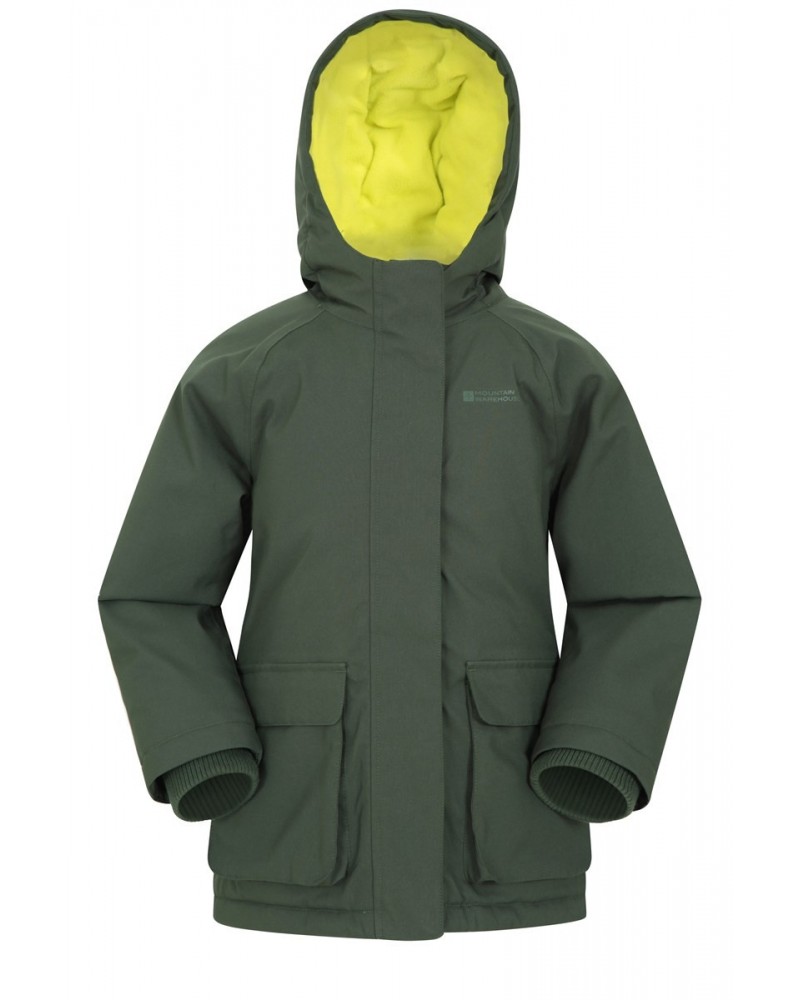 Kids Fleece Lined Waterproof Jacket Khaki $26.95 Jackets