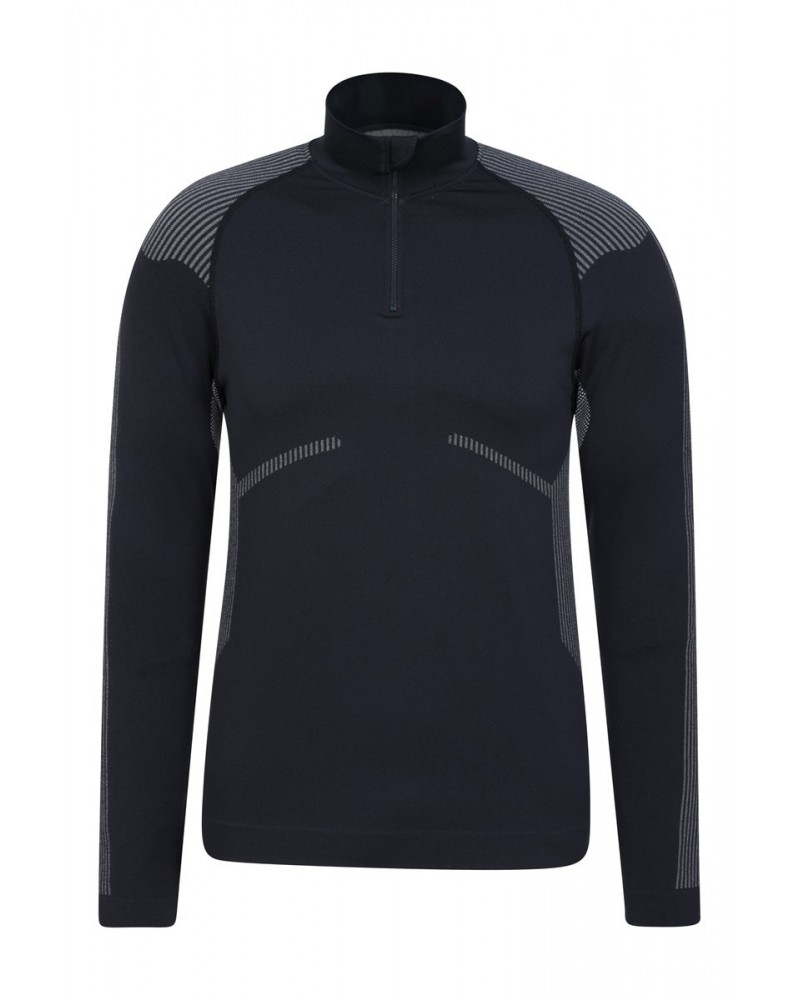 Freestyle Mens Seamless Zip-Neck Base Layer Black $17.69 Active