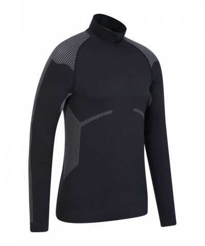 Freestyle Mens Seamless Zip-Neck Base Layer Black $17.69 Active