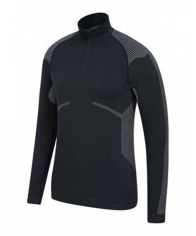 Freestyle Mens Seamless Zip-Neck Base Layer Black $17.69 Active