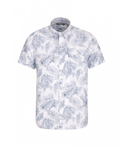 Tropical Printed Mens Short Sleeved Shirt White $13.53 Tops