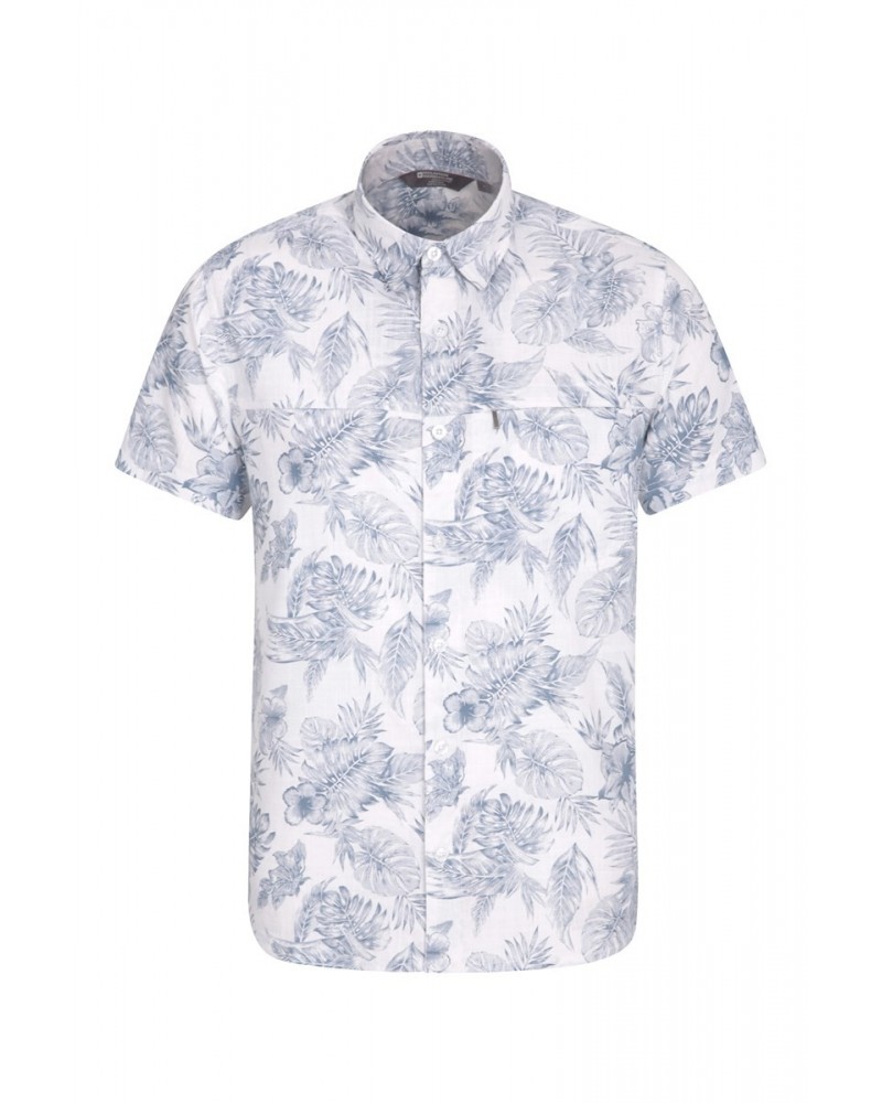 Tropical Printed Mens Short Sleeved Shirt White $13.53 Tops