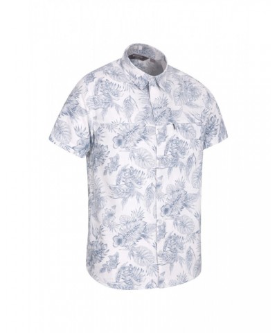 Tropical Printed Mens Short Sleeved Shirt White $13.53 Tops