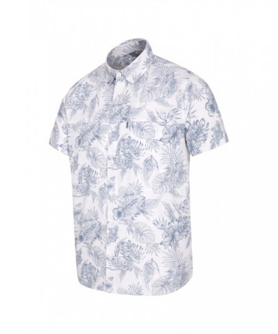 Tropical Printed Mens Short Sleeved Shirt White $13.53 Tops