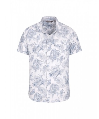 Tropical Printed Mens Short Sleeved Shirt White $13.53 Tops