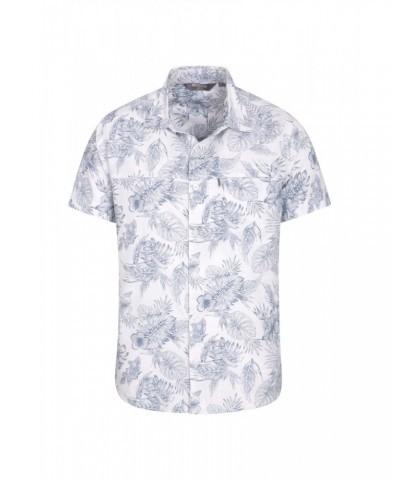 Tropical Printed Mens Short Sleeved Shirt White $13.53 Tops