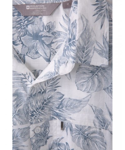 Tropical Printed Mens Short Sleeved Shirt White $13.53 Tops