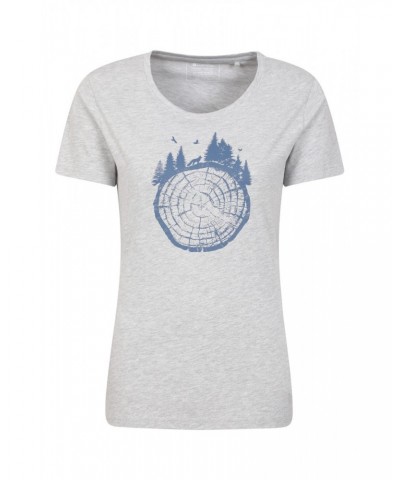 Tree Ring Womens Printed T-Shirt Light Grey $13.53 Tops