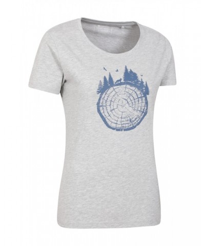 Tree Ring Womens Printed T-Shirt Light Grey $13.53 Tops