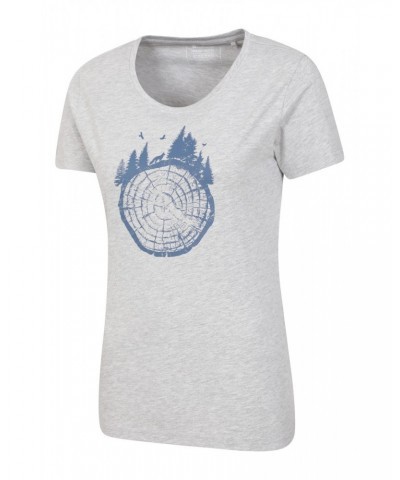 Tree Ring Womens Printed T-Shirt Light Grey $13.53 Tops