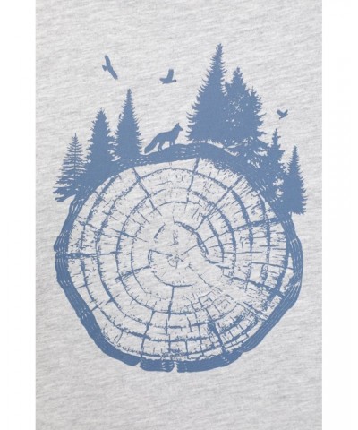 Tree Ring Womens Printed T-Shirt Light Grey $13.53 Tops