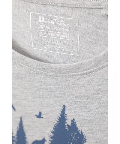 Tree Ring Womens Printed T-Shirt Light Grey $13.53 Tops