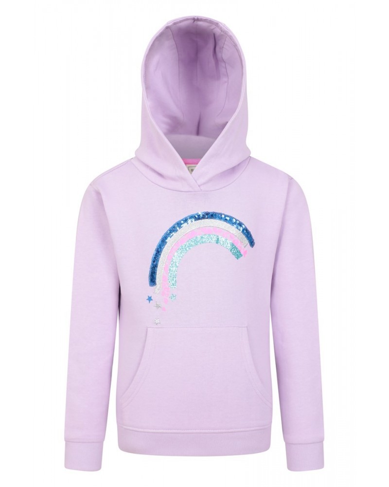 Sequin Rainbow Kids Hoodie Lilac $17.39 Tops