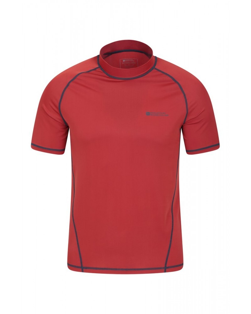 Recycled Mens Rash Guard Dark Red $13.10 Swimwear