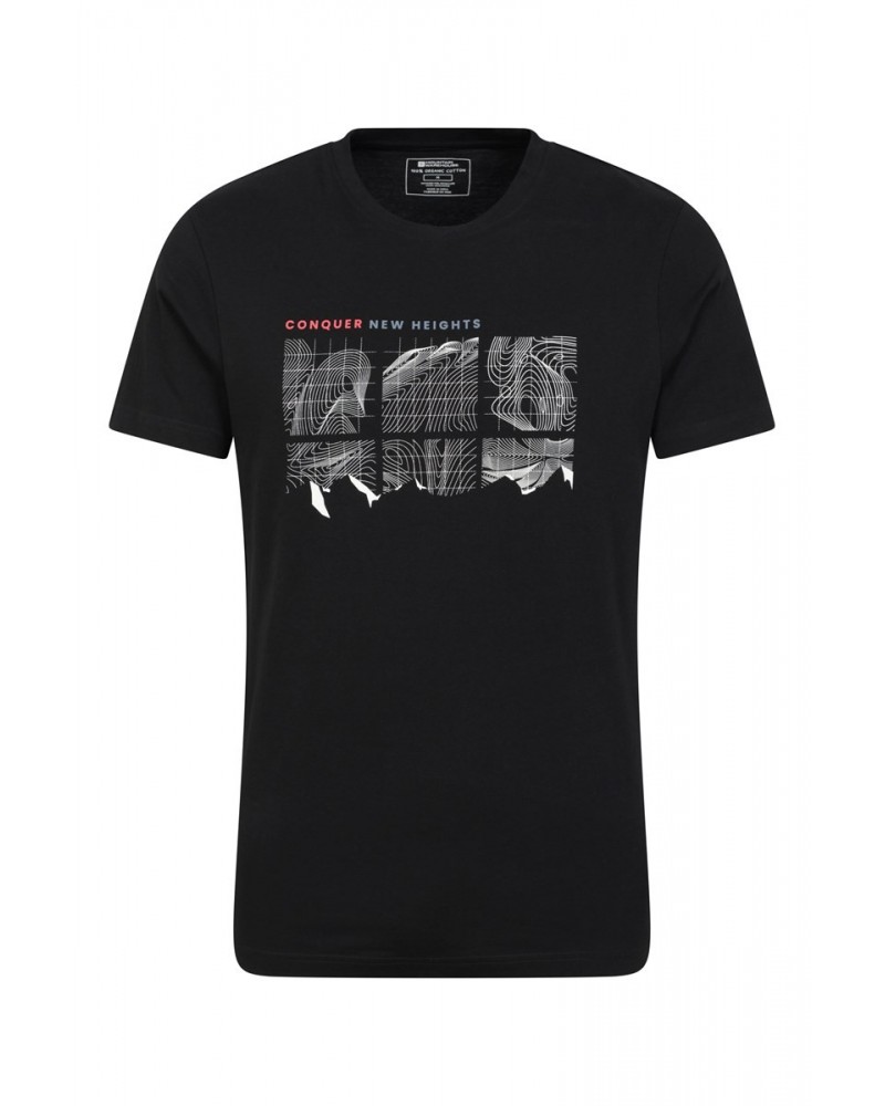 Tech Mountains Mens Organic T-shirt Jet Black $15.51 Tops