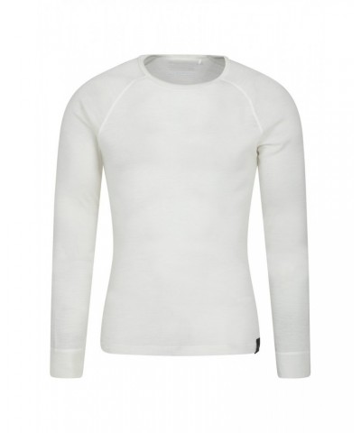 Merino Mens Long Sleeved Round Neck Top Cream $18.50 Thermals