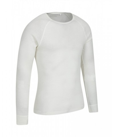 Merino Mens Long Sleeved Round Neck Top Cream $18.50 Thermals