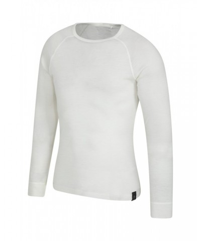 Merino Mens Long Sleeved Round Neck Top Cream $18.50 Thermals