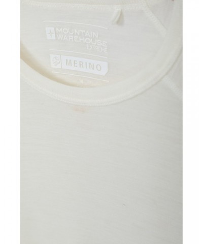 Merino Mens Long Sleeved Round Neck Top Cream $18.50 Thermals